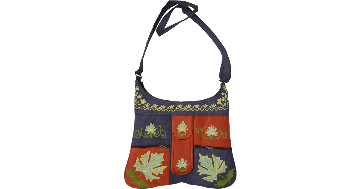 Embroidered bag strap, camera strap, adjustable bag, shoulder bag, peruvian  handmade, blue belt, orange flower, ethnic, boho, gift for her