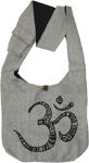 Sacred Om Grey Cotton Yoga Shoulder Bag