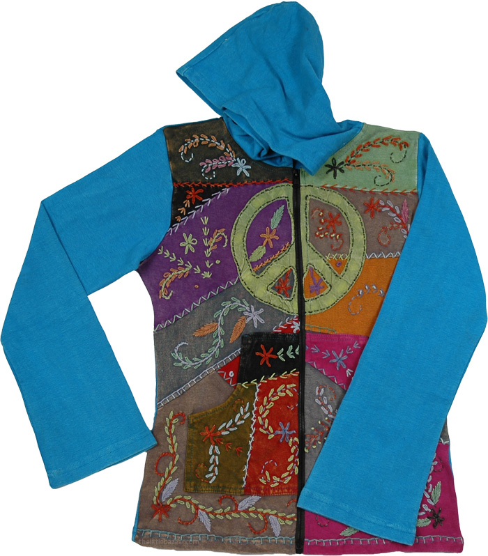 Cerulean Peace Embroidered Boho Jacket | Scarf-Shawls | Blue | Jackets ...