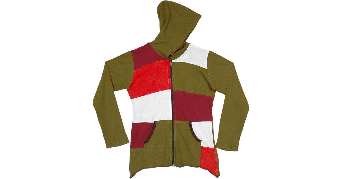 Olive discount patchwork hoodie