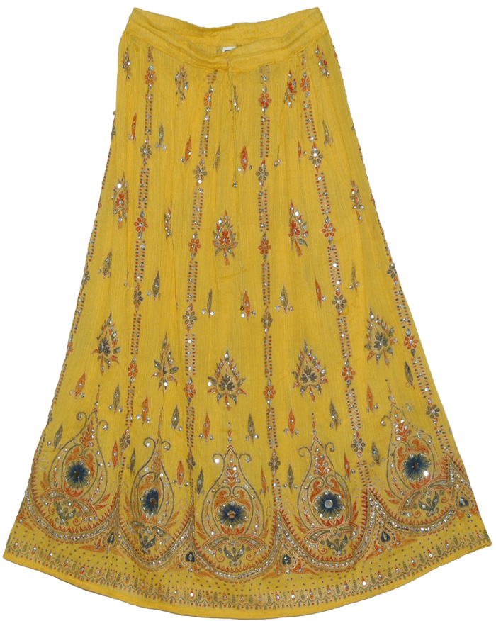 Yellow Sun Sequined Indian Skirt - Clearance - Sale on bags, skirts ...