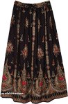 Ethnic Indian Skirt in Black Red with Motifs and Sequins [8665]