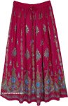 Ethnic Indian Skirt in Fuschia and Blue with Motifs and Sequins [8683]