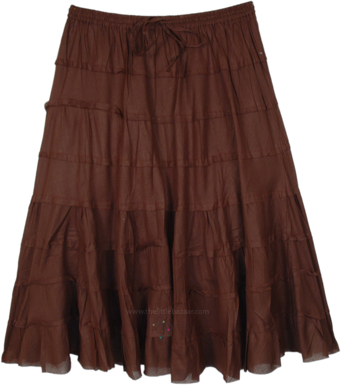 Boho Brown Tiered Short Skirt