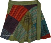 Festival Patchwork Wrap Around Short Skirt [4445]