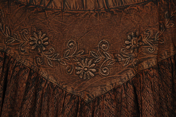 Rustic Brown Scalloped Western Boho Short Skirt