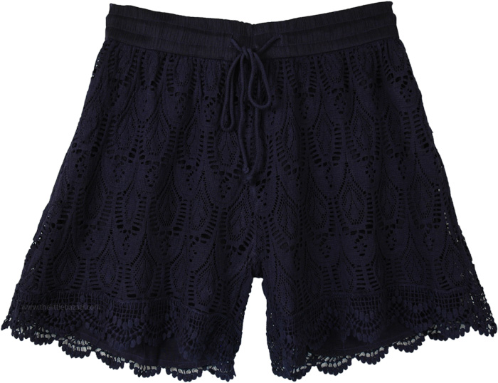 Women's Drawstring Shorts Ladies Elastic Waist Lace Beach Summer Pants Plus  Size