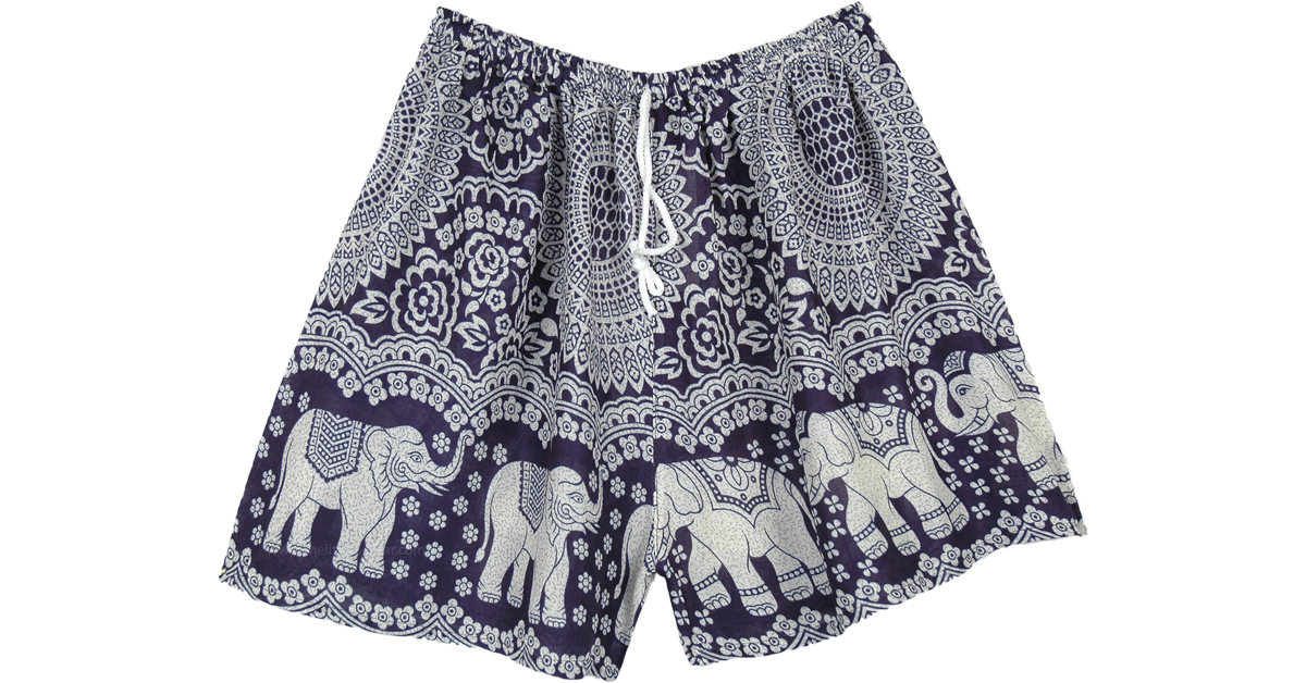 Navy Blue Drawstring Elephant Shorts | Short-Skirts | Blue | Junior ...