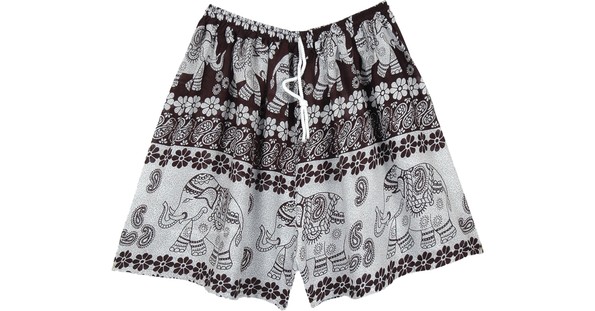 Ethnic Elephant Shorts with Drawstring | Shorts | Black | Junior-Petite ...