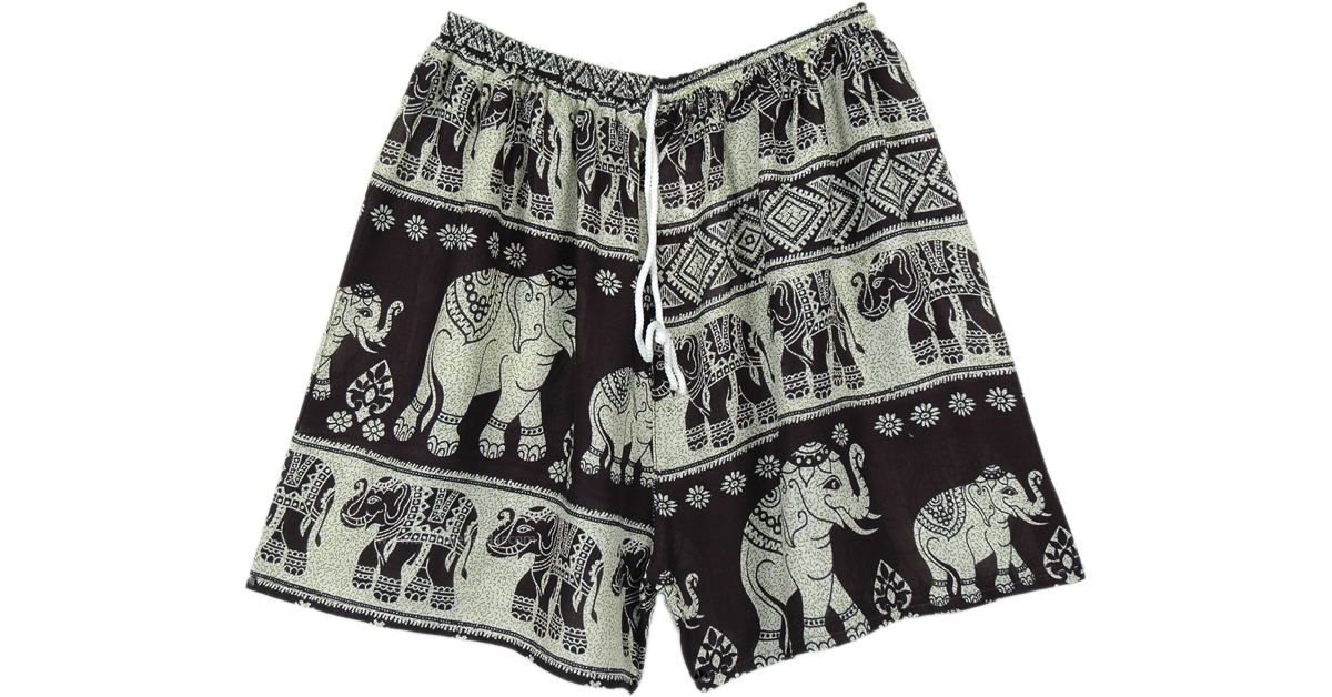 Black/Gray Elephant Print Training Shorts