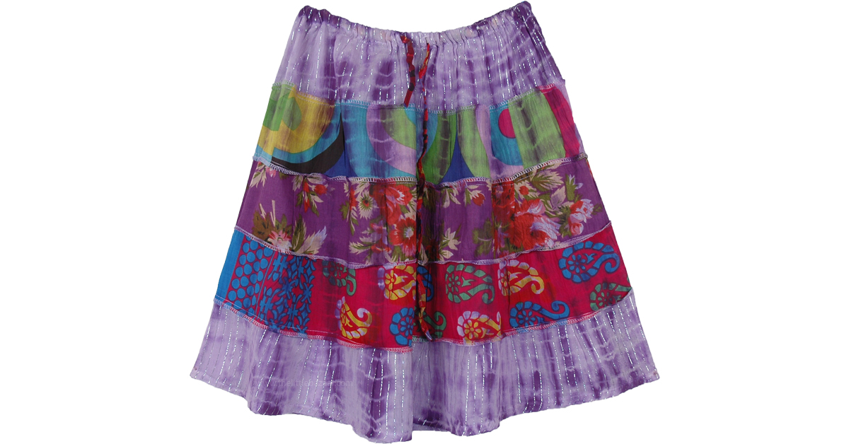 Summer Frolic Purple Fun Short Boho Skirt | Short-Skirts | Purple ...