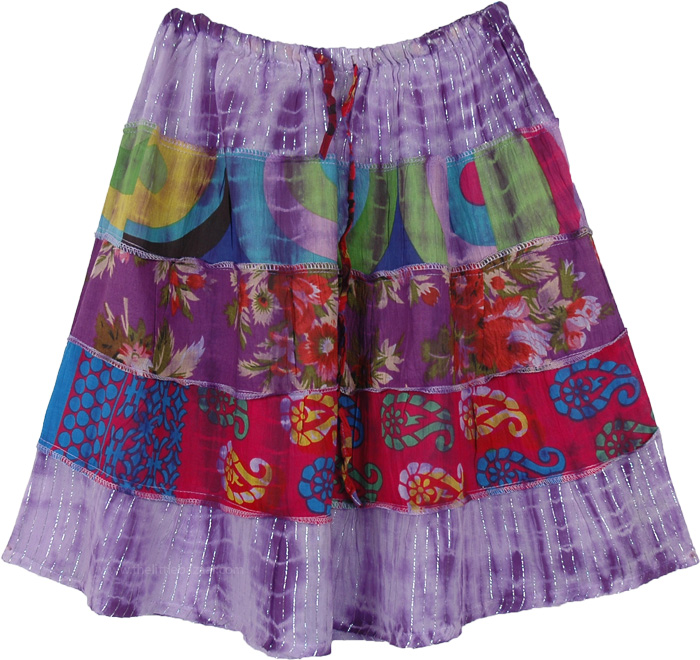 Summer Frolic Purple Fun Short Boho Skirt | Short-Skirts | Purple ...