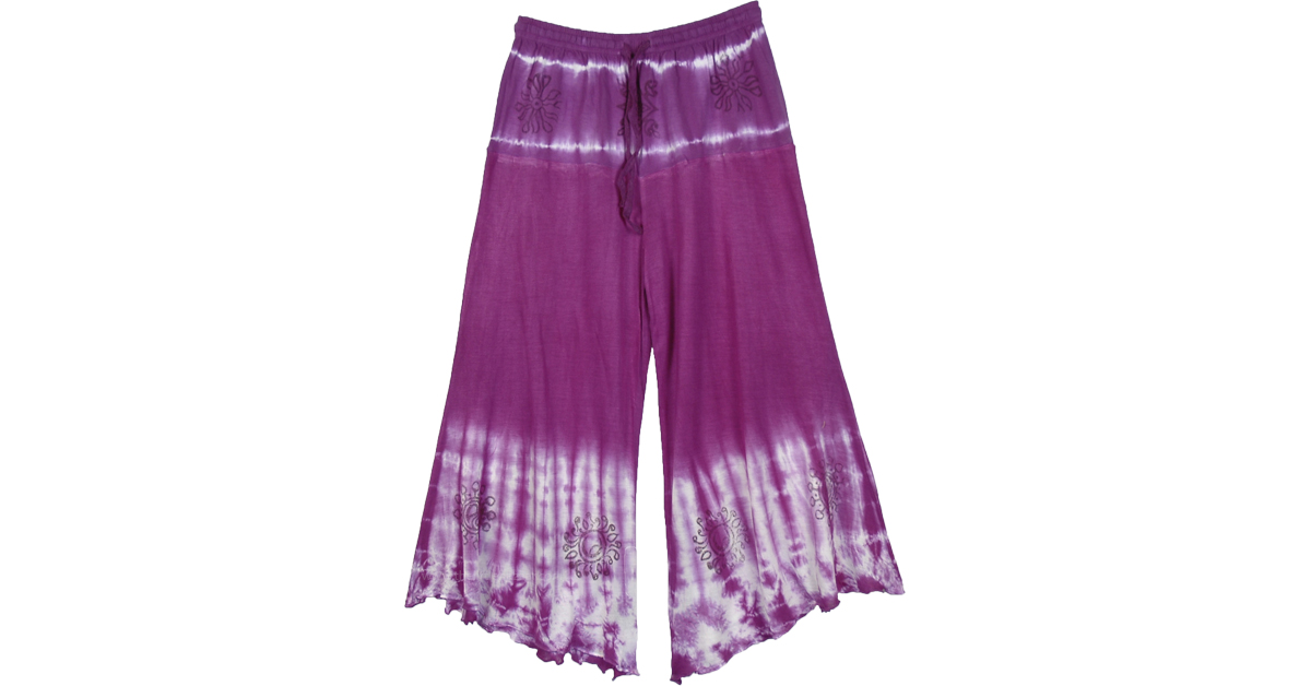 Purple Boho Tie Dye Capri in Jersey Cotton | Short-Skirts | Purple ...