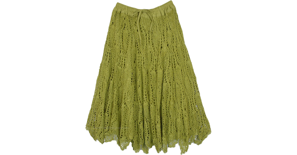 Green Hornet Crochet Pattern Mid Length Skirt | Short-Skirts | Green ...