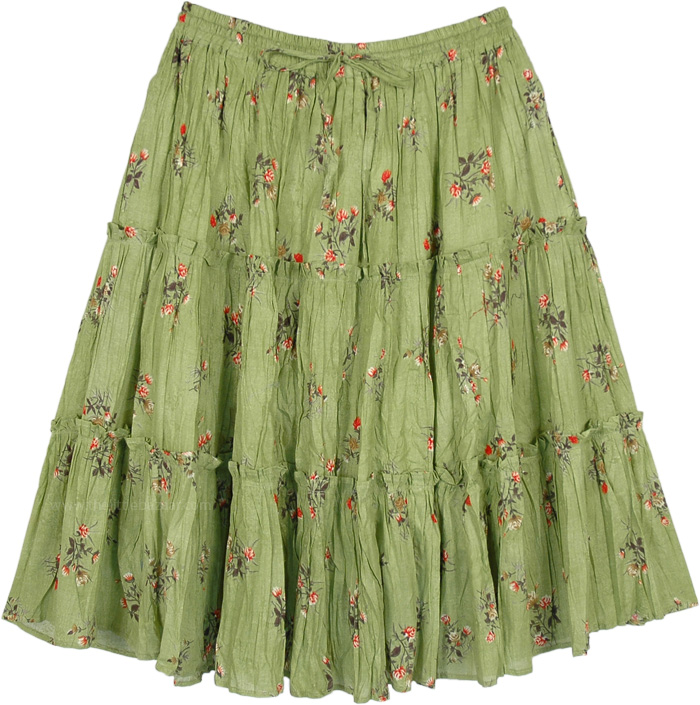 Panelled Short Skirt with Frills and Crinkle Effect - Short-Skirts ...