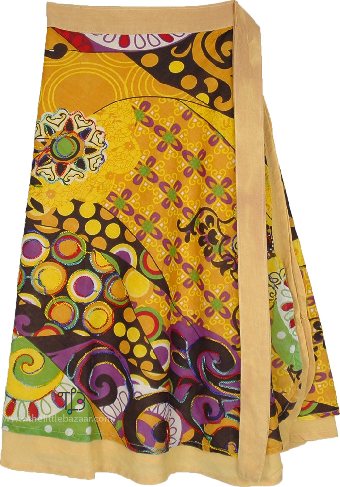 Whimsy Sun Double Layer Midi Wrap Skirt