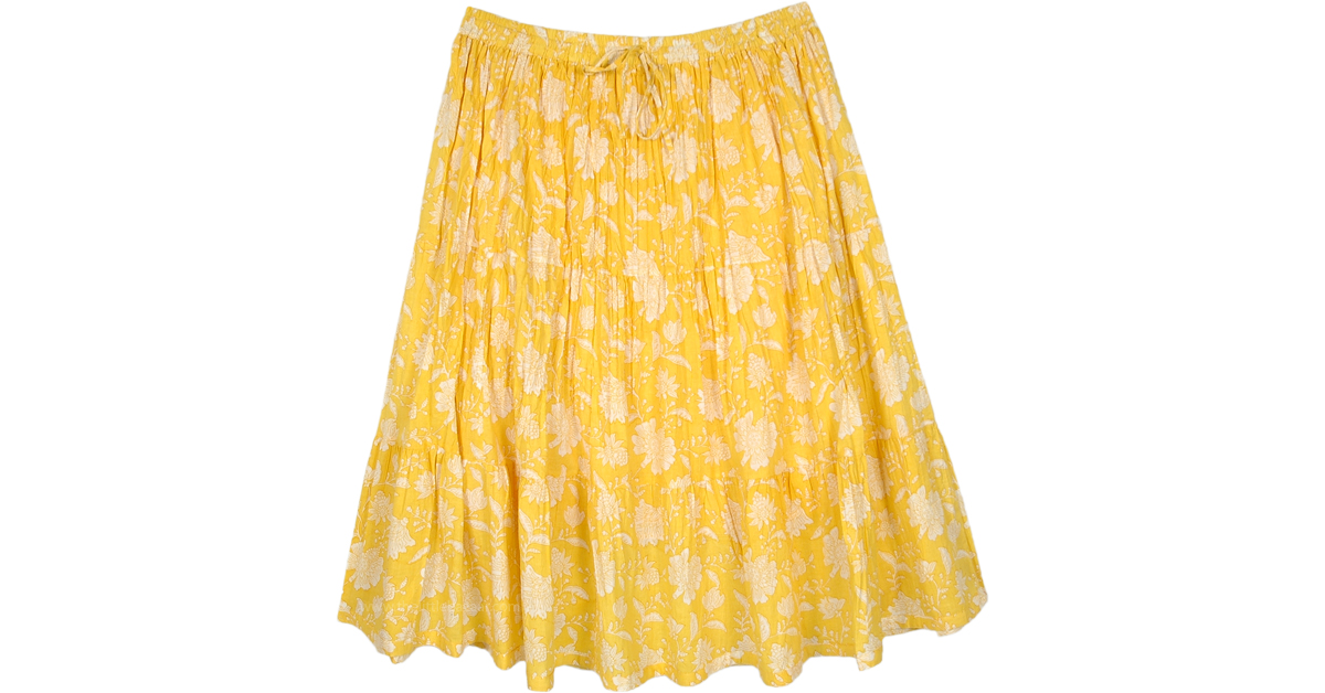 Tuscan Sun Floral Printed Tiered Short Skirt | Short-Skirts | Yellow ...