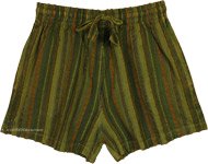 Olive Paths Nature Walk Boho Cotton Shorts