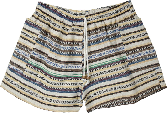 Hippie Stripes Gheri Cotton Shorts with Pockets