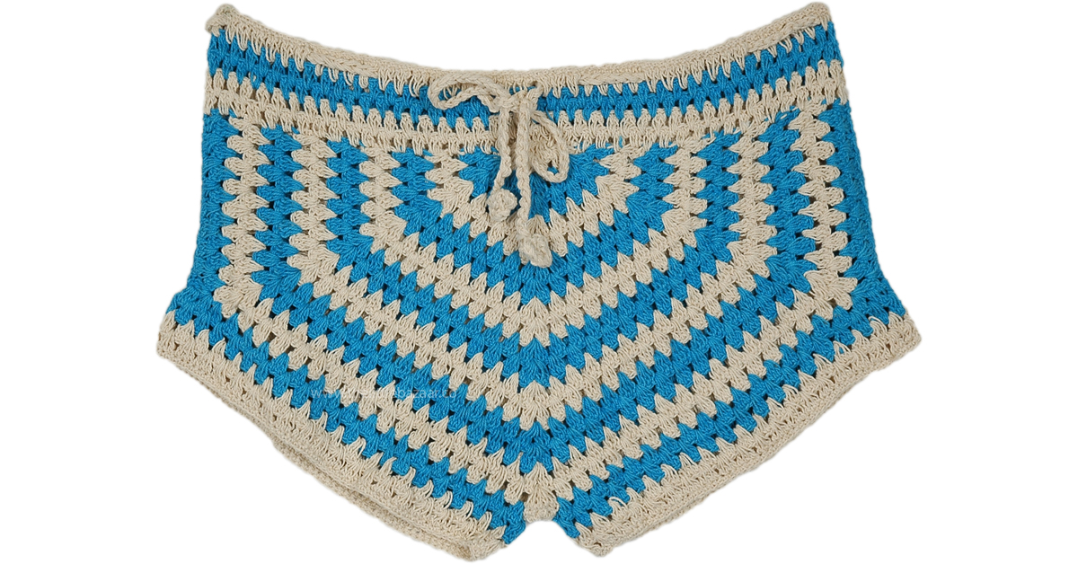 Barok Lace Crochet Shorts Blue