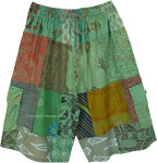 Tribal and Paisley Pattern Cotton Shorts with Pockets [9780]