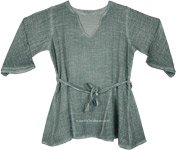 Misty Sage Double Voile Belted Tunic [2351]