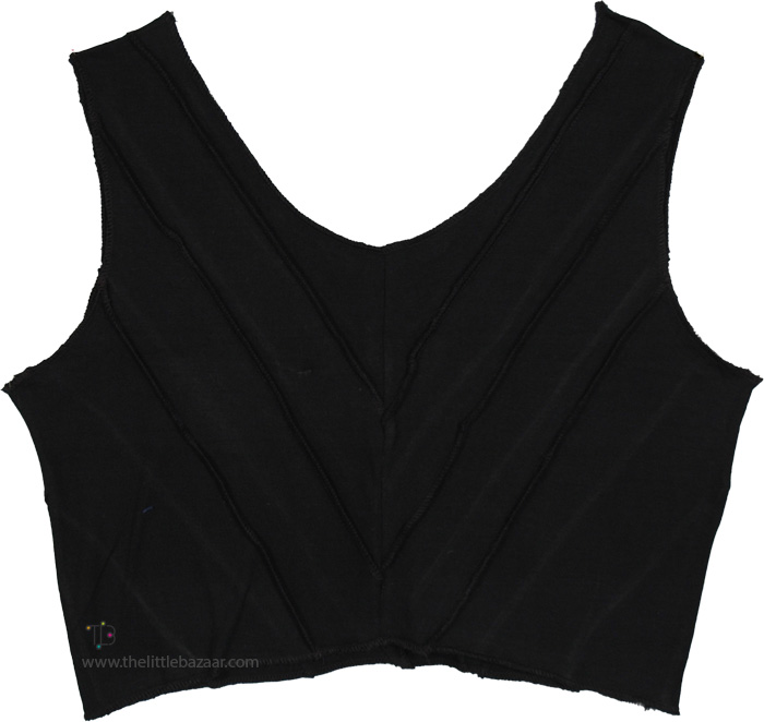 Gypsy Cotton Short Top Plain, Black Raven Cotton Cropped Tank Top