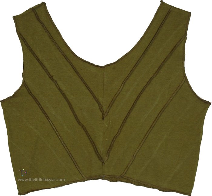 Thatch Green Cotton Cropped Tank Top