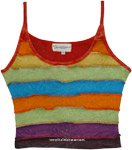 Gypsy Cotton Short Top with Multicolor Stripes [3722]