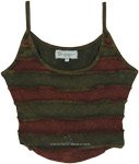 Gypsy Cotton Short Top Green Brown Stripes [3723]