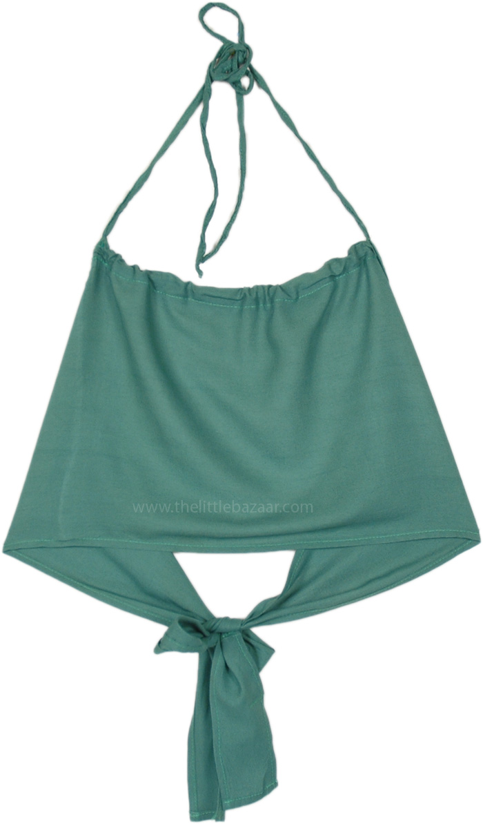 Topper Green Top, Emerald Green Halterneck Crop Top