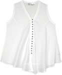 White Sleeveless Tunic Shirt [3776]