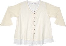 White Double Layer Tunic Shirt [3779]