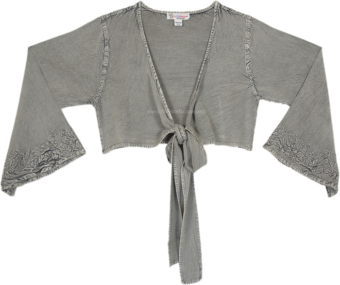 Grey Bohemian Front Tie Top