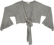 Vintage Summer Style Tie Top in Grey [3841]