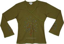 Tree Of Dreams Olive Cotton Top