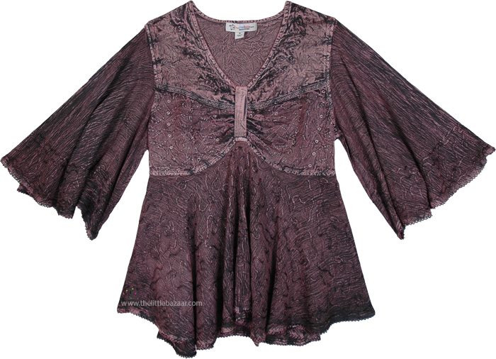 Mystic Plum Medieval Flutter Sleeve Top