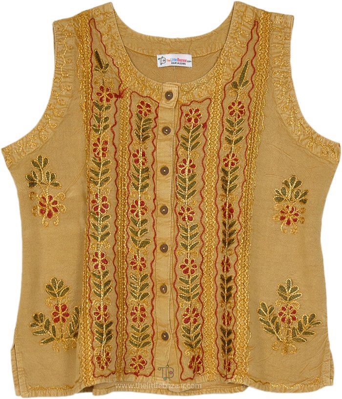 Earthy Rustic Vintage Boho Vest Top