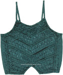 Embroidered Green Festival Crop Top