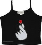 Crop Top In Black with Finger Heart Gesture Sign [4447]