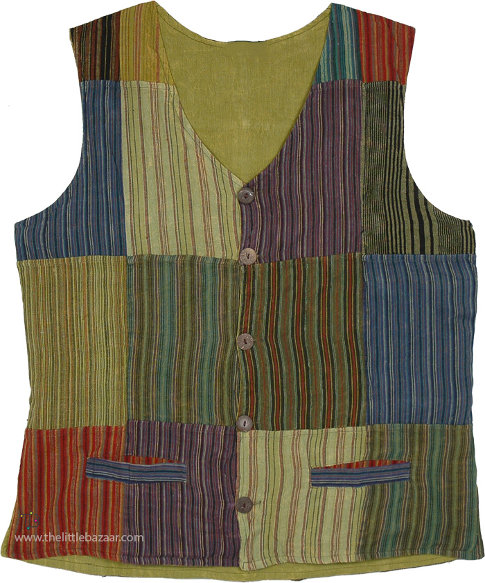 Woodland Striped Bohemian Patchwork Vest