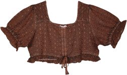 Vintage Summer Style Crop Top in Brown [5189]