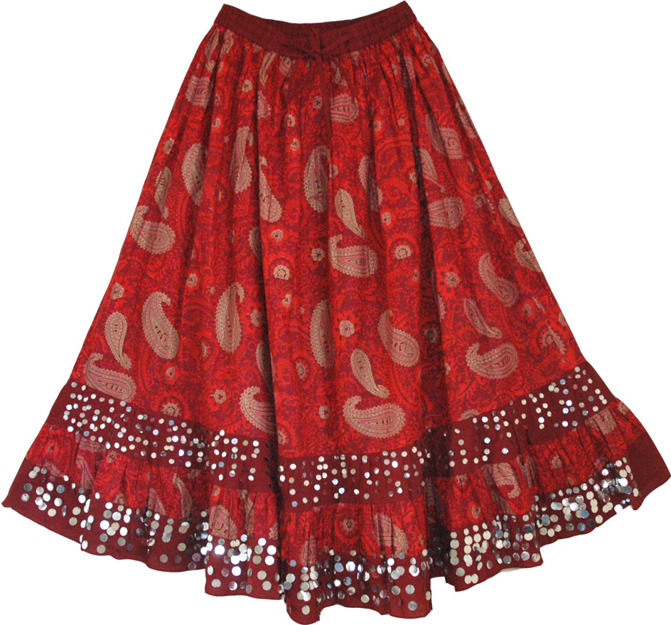 Thunderbird Paisley Long Skirt | Sequin-Skirts